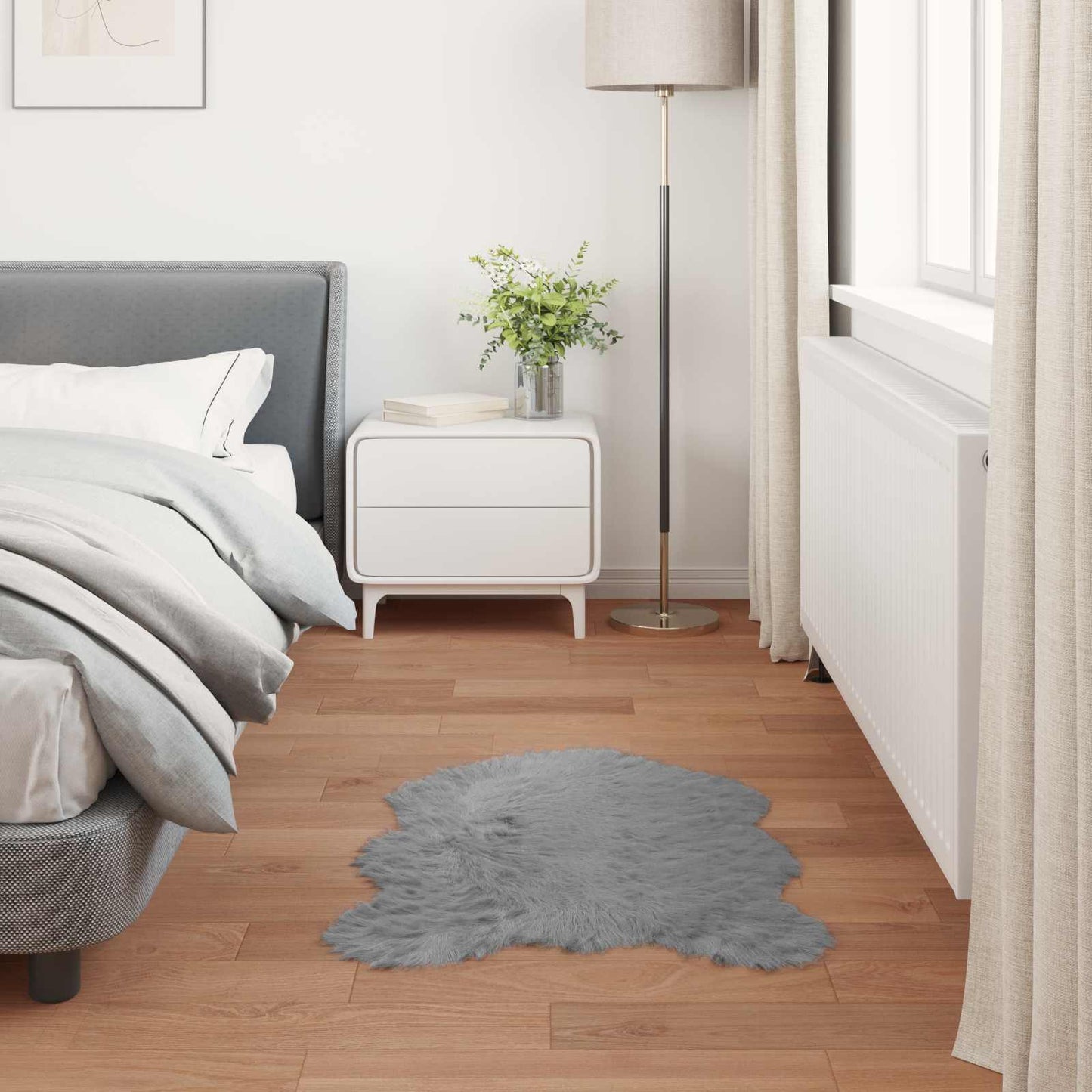 vidaXL Kunstschaffell Teppich Tafalla Grau 60 x 90 cm Polyester