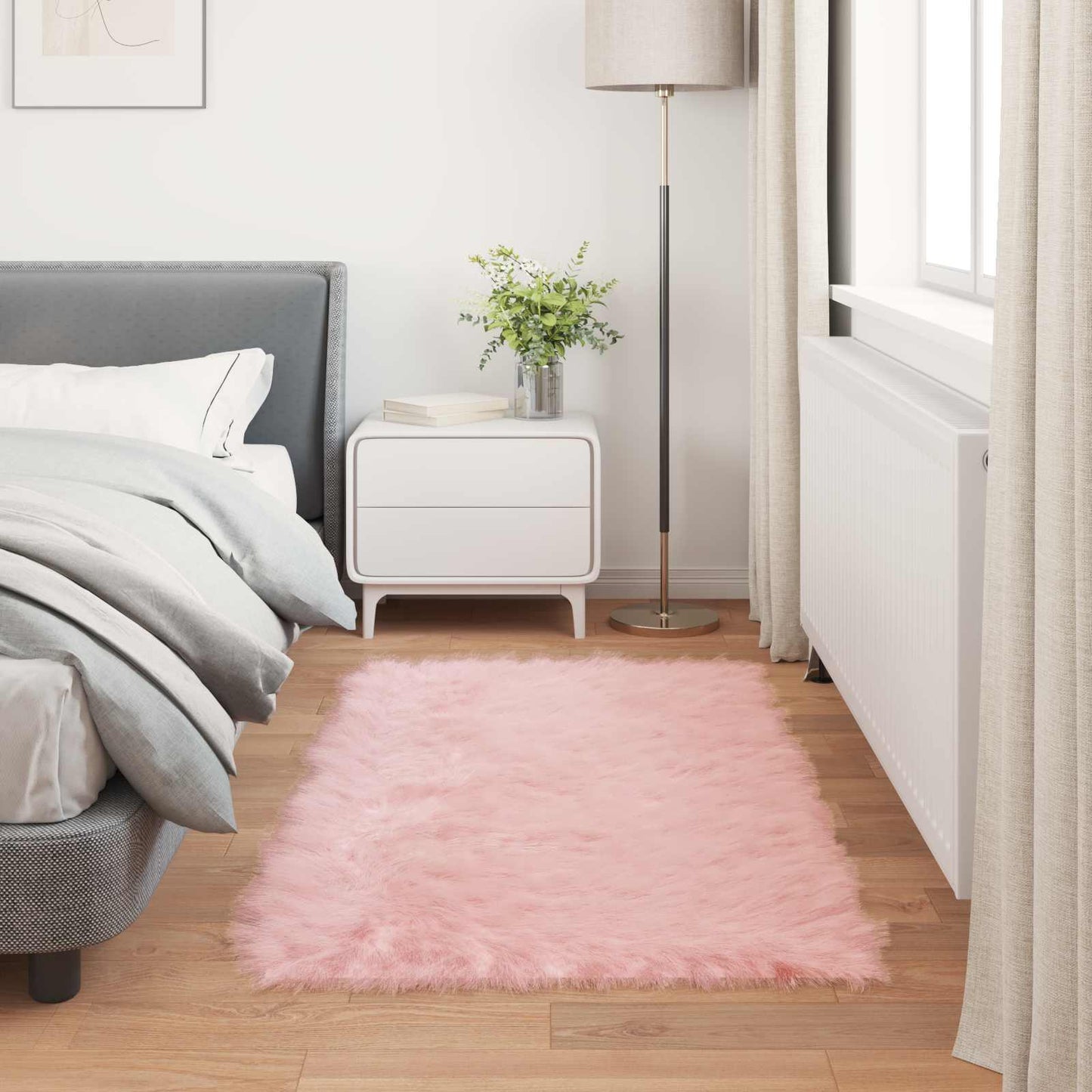 vidaXL Kunstschaffell Teppich Tafalla Rosa 80 x 150 cm Polyester