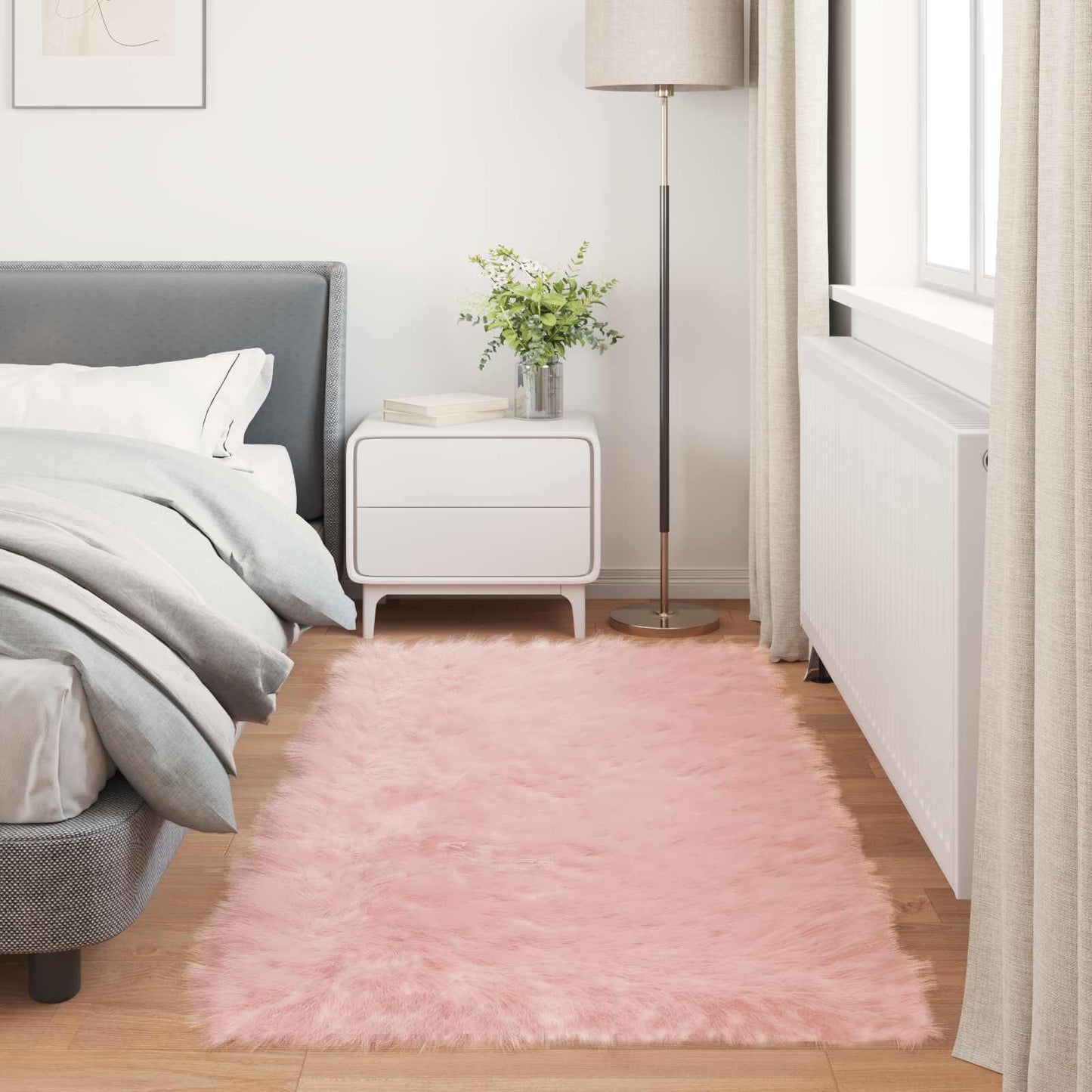 vidaXL Kunstschaffell Teppich Tafalla Rosa 100 x 200 cm Polyester