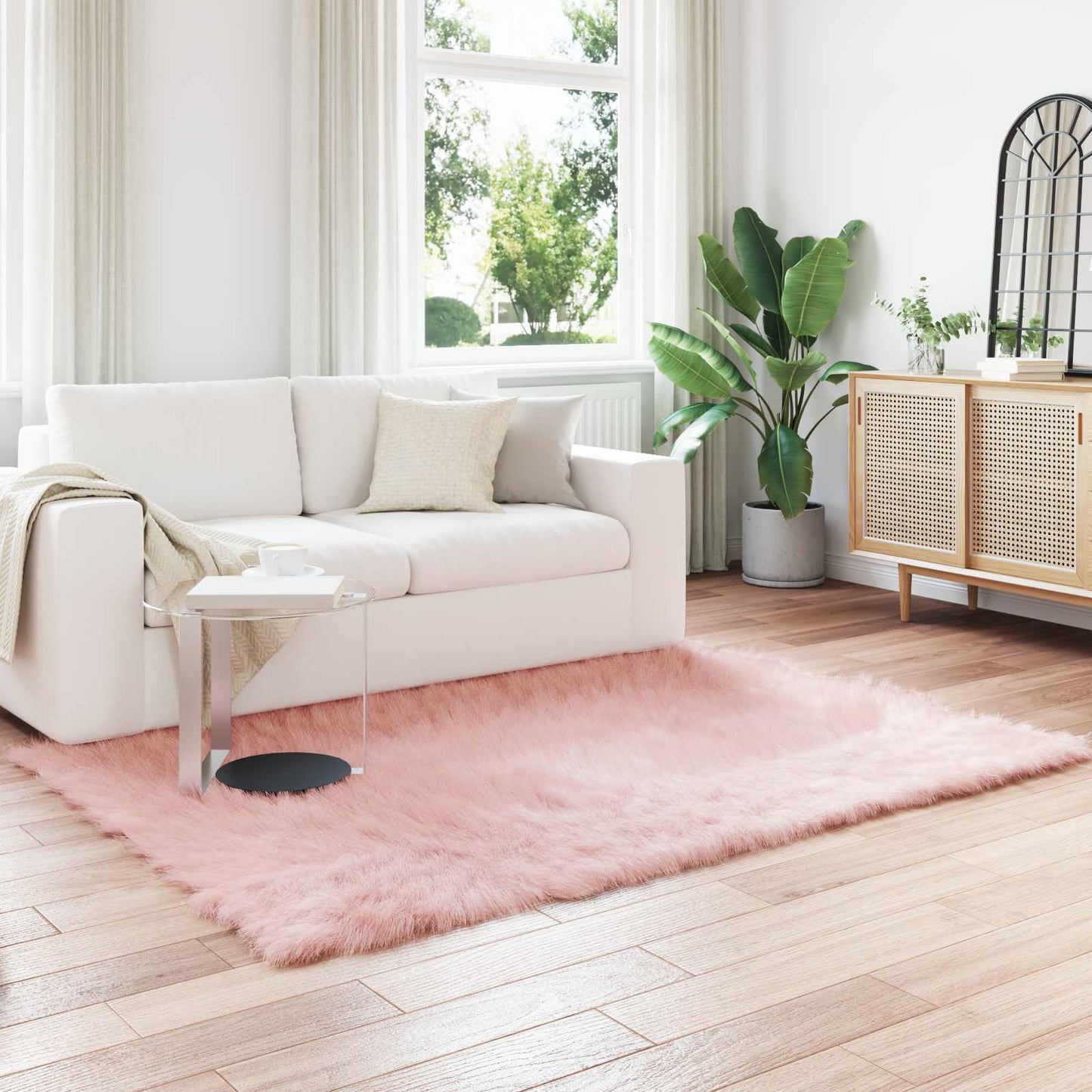 vidaXL Kunstschaffell Teppich Tafalla Rosa 160 x 230 cm Polyester