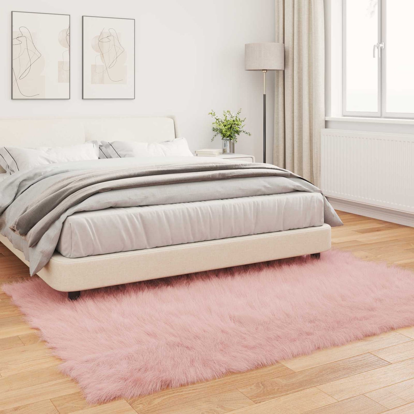 vidaXL Kunstschaffell Teppich Tafalla Rosa 160 x 230 cm Polyester