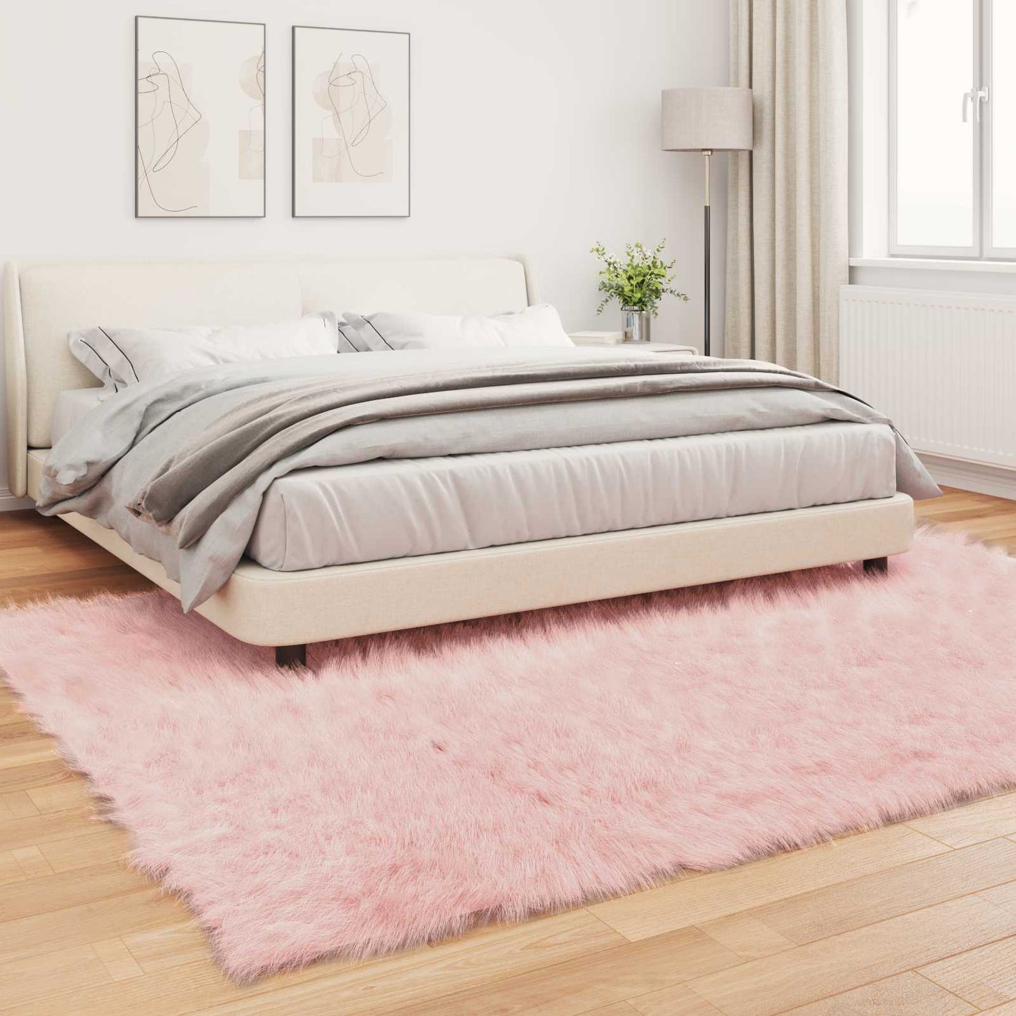vidaXL Kunstschaffell Teppich Tafalla Rosa 200 x 280 cm Polyester
