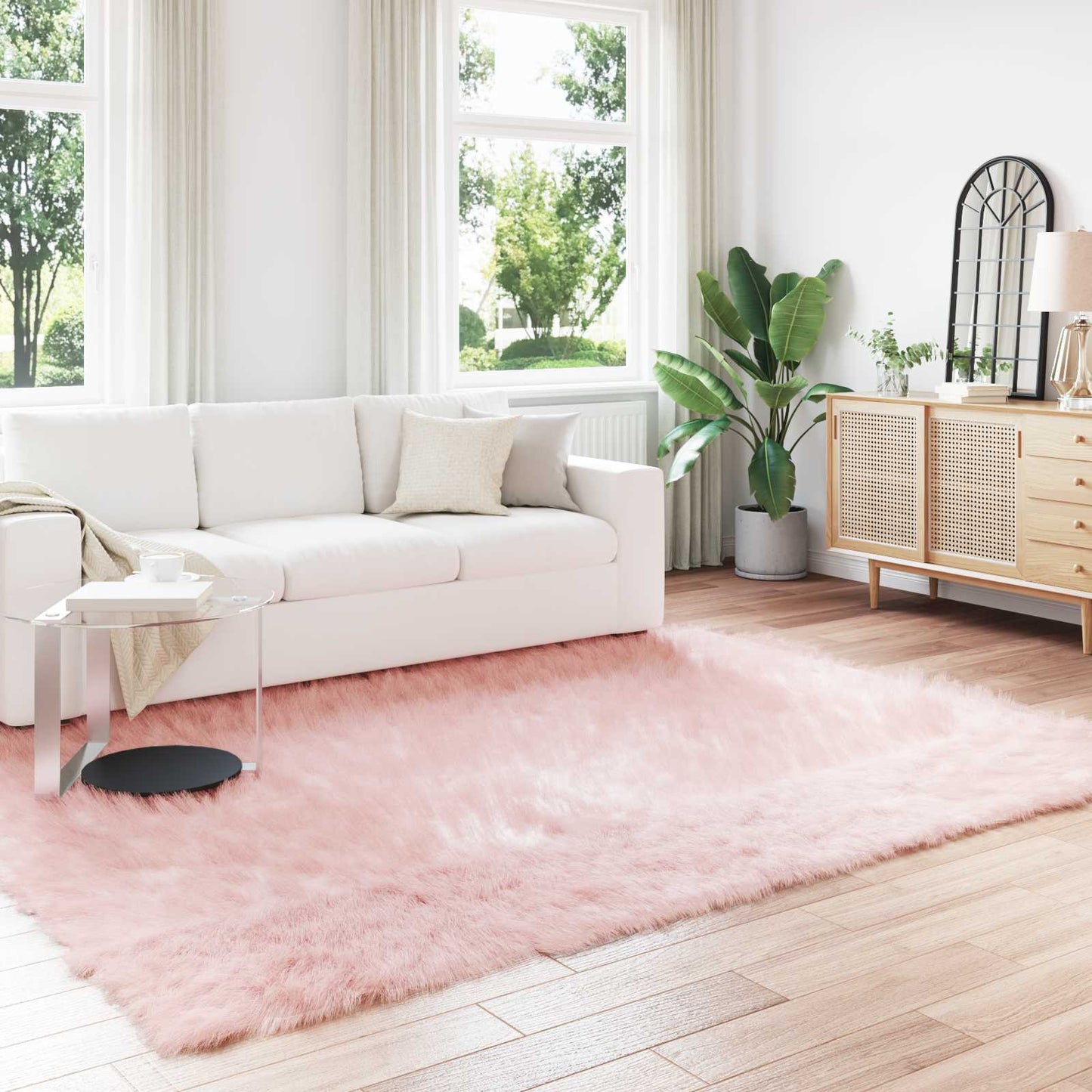 vidaXL Kunstschaffell Teppich Tafalla Rosa 240 x 340 cm Polyester