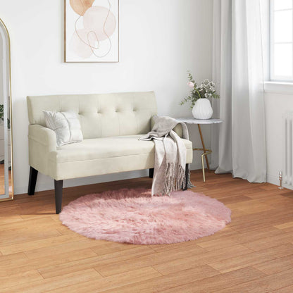 vidaXL Kunstschaffell Teppich Tafalla Rosa Ø 80 cm Polyester