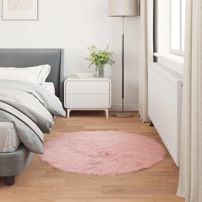vidaXL Kunstschaffell Teppich Tafalla Rosa Ø 80 cm Polyester