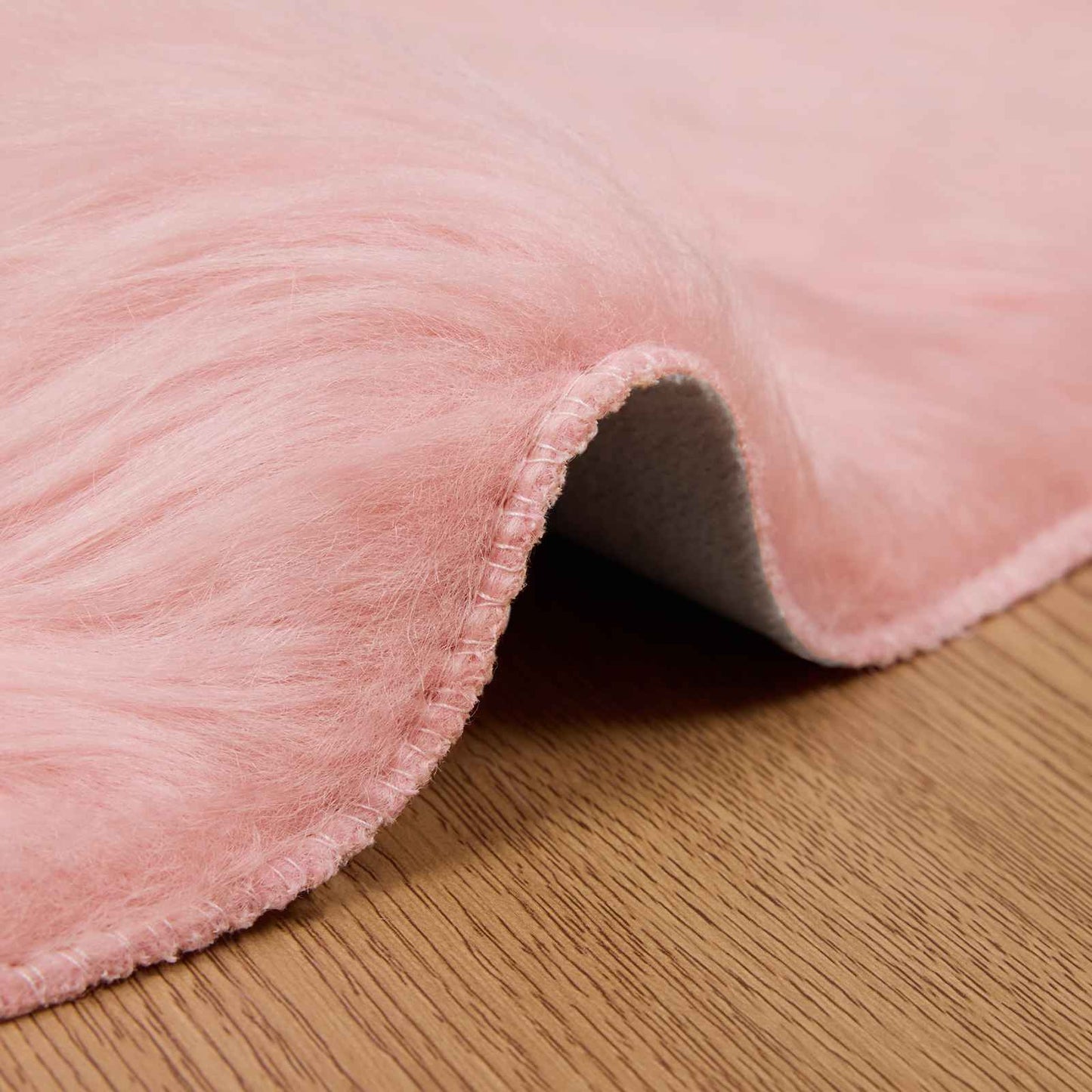 vidaXL Kunstschaffell Teppich Tafalla Rosa Ø 120 cm Polyester