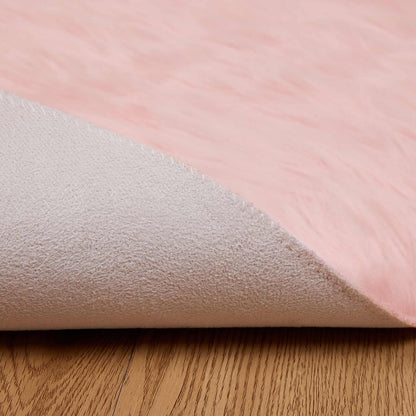 vidaXL Kunstschaffell Teppich Tafalla Rosa Ø 160 cm Polyester