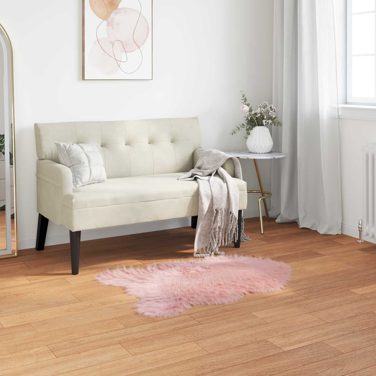 vidaXL Kunstschaffell Teppich Tafalla Rosa 60 x 90 cm Polyester