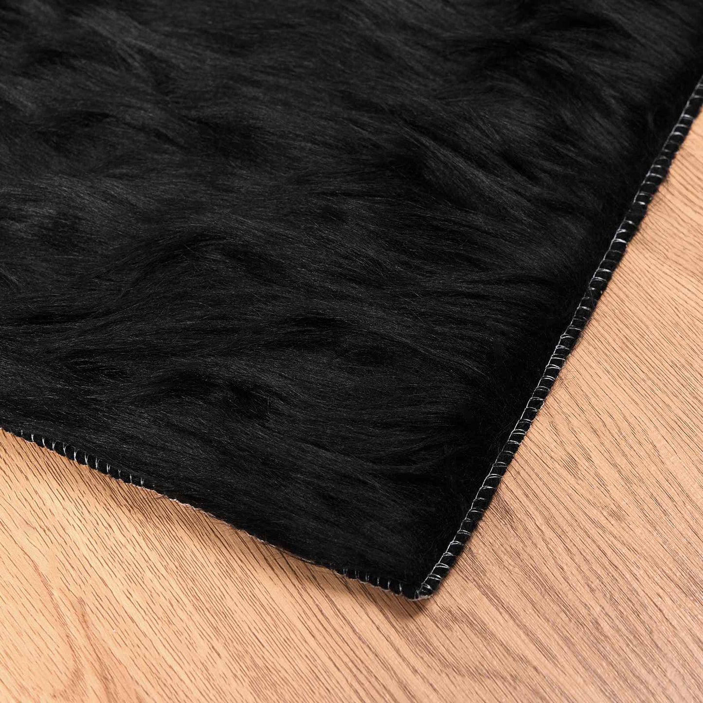 vidaXL Kunstschaffell Teppich Tafalla Schwarz 60 x 110 cm Polyester