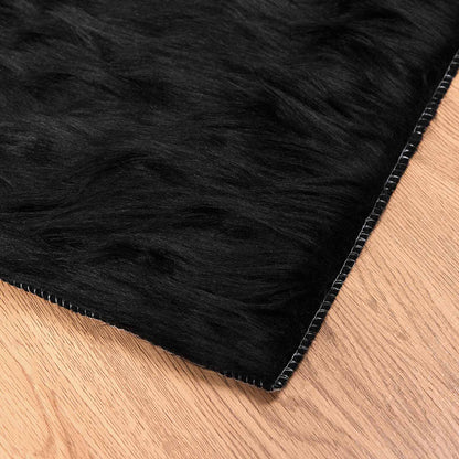 vidaXL Kunstschaffell Teppich Tafalla Schwarz 60 x 110 cm Polyester