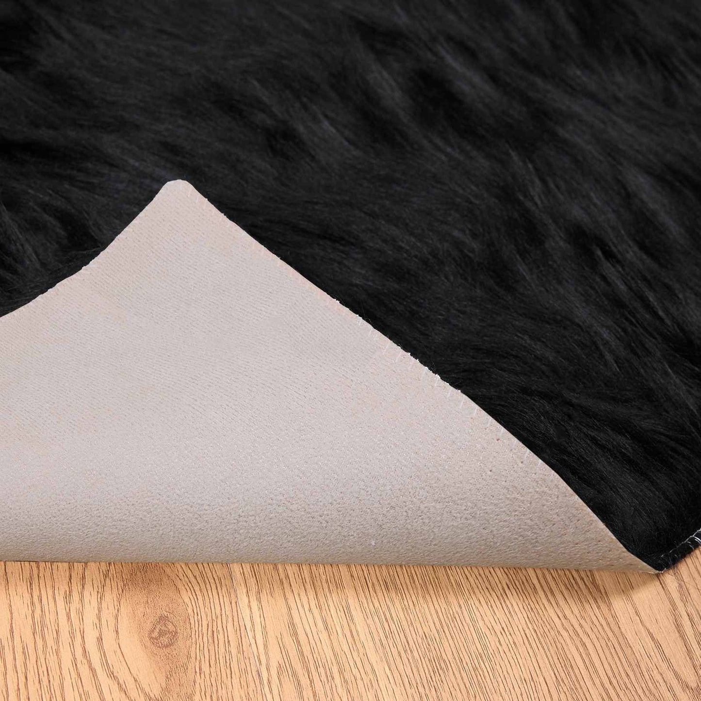 vidaXL Kunstschaffell Teppich Tafalla Schwarz 80 x 150 cm Polyester