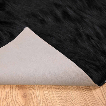 vidaXL Kunstschaffell Teppich Tafalla Schwarz 80 x 150 cm Polyester