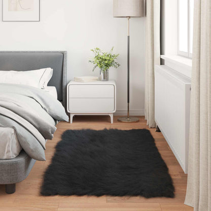 vidaXL Kunstschaffell Teppich Tafalla Schwarz 80 x 150 cm Polyester