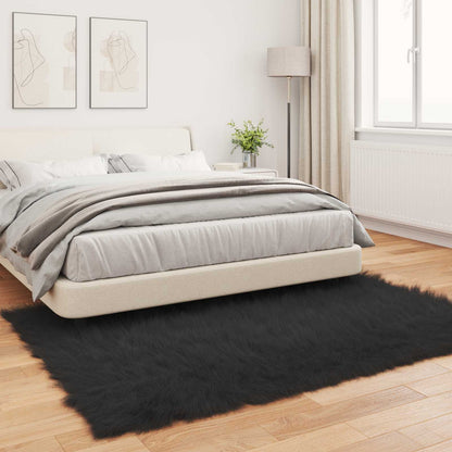 vidaXL Kunstschaffell Teppich Tafalla Schwarz 140 x 200 cm Polyester