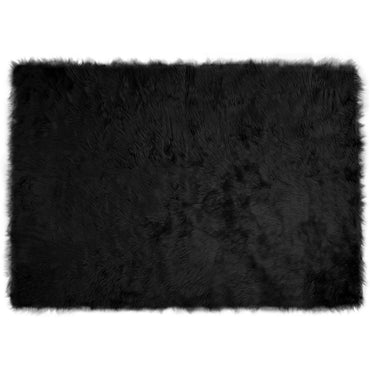 vidaXL Kunstschaffell Teppich Tafalla Schwarz 140 x 200 cm Polyester