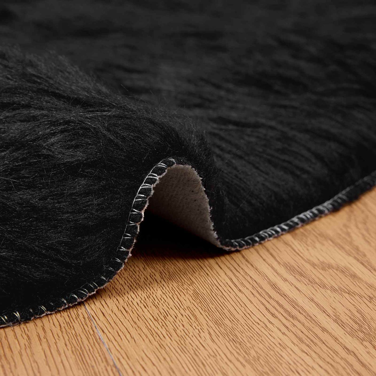 vidaXL Kunstschaffell Teppich Tafalla Schwarz Ø 80 cm Polyester