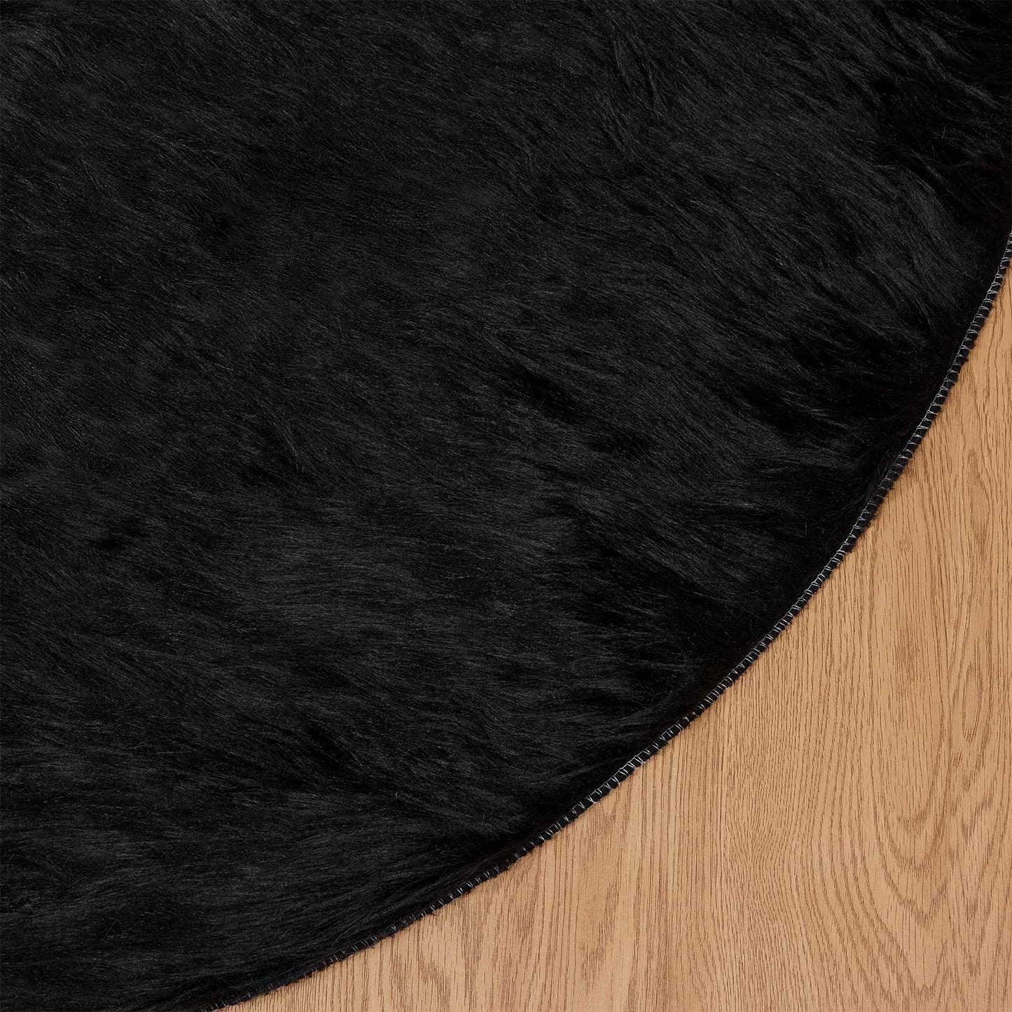 vidaXL Kunstschaffell Teppich Tafalla Schwarz Ø 80 cm Polyester