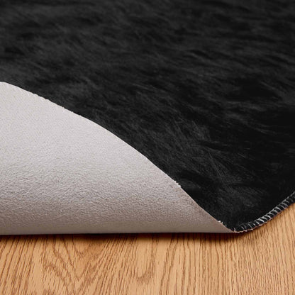 vidaXL Kunstschaffell Teppich Tafalla Schwarz Ø 200 cm Polyester