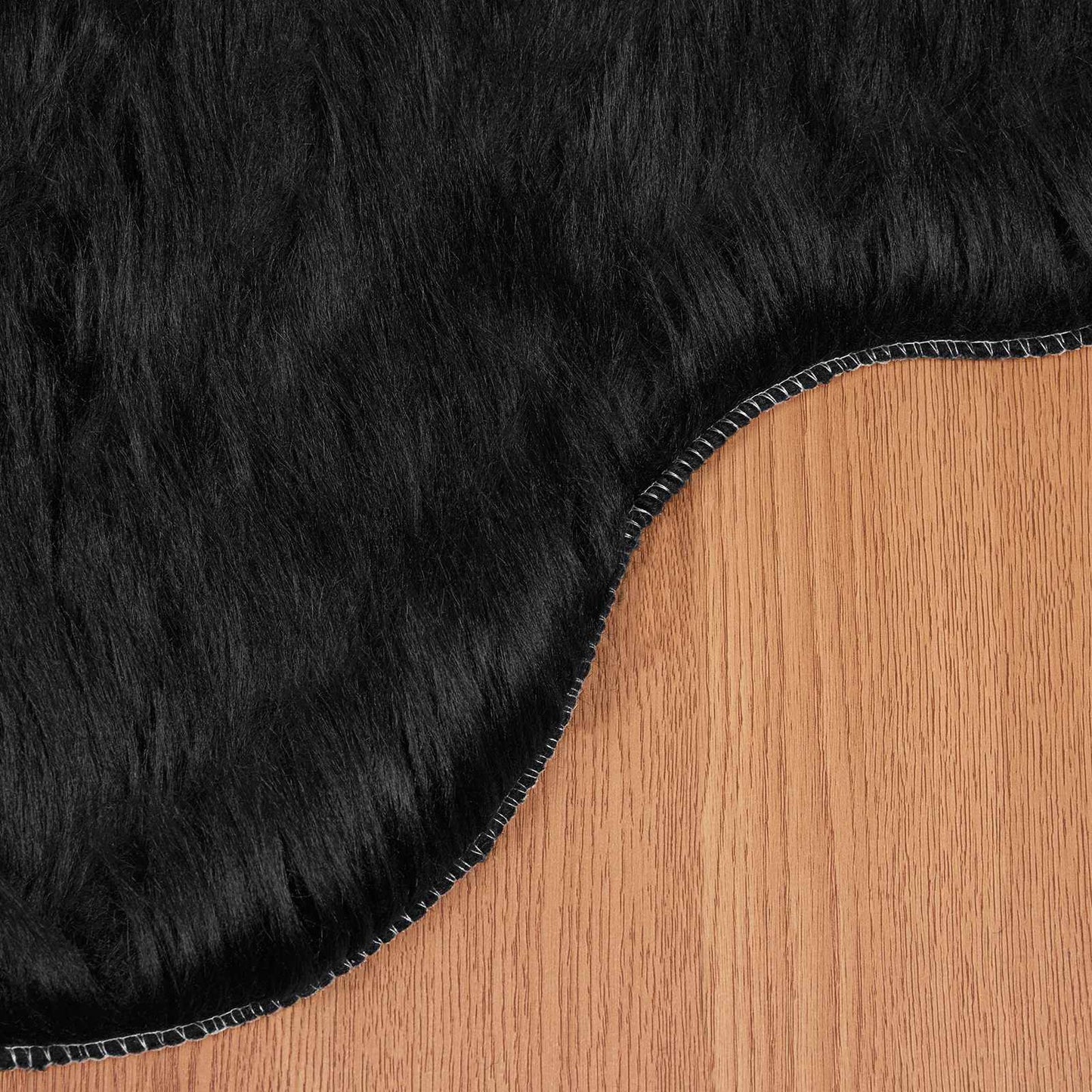 vidaXL Kunstschaffell Teppich Tafalla Schwarz 60 x 90 cm Polyester
