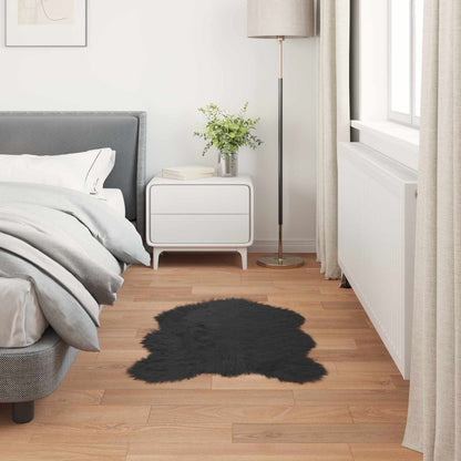 vidaXL Kunstschaffell Teppich Tafalla Schwarz 60 x 90 cm Polyester