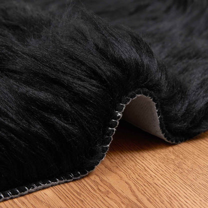 vidaXL Tapis fausse fourrure Tafalla noir 80 x 120 cm polyester