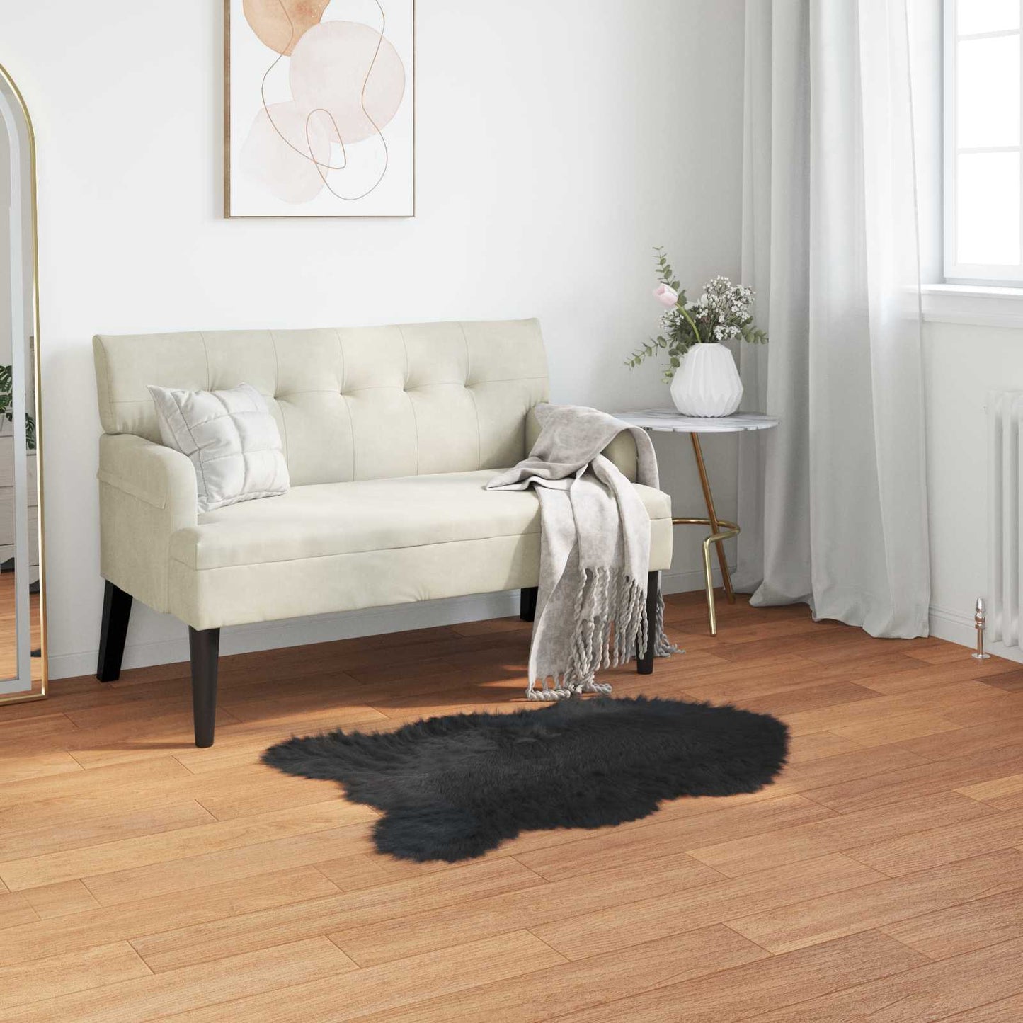 vidaXL Tapis fausse fourrure Tafalla noir 80 x 120 cm polyester