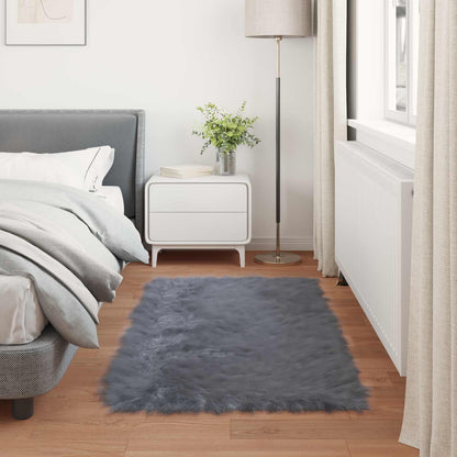 vidaXL Kunstschaffell Teppich Tafalla Anthrazit 60 x 110 cm Polyester