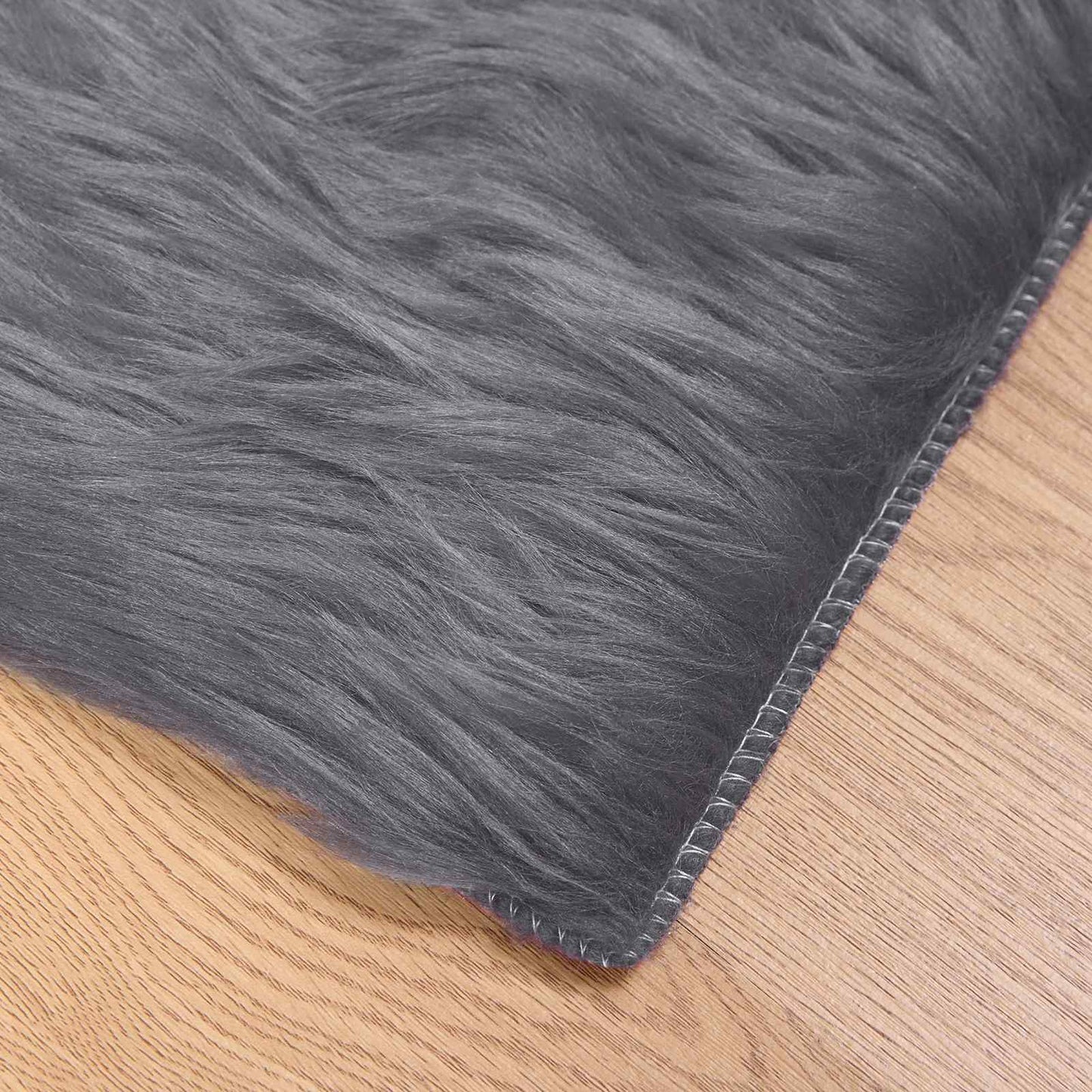 vidaXL Kunstschaffell Teppich Tafalla Anthrazit 100 x 200 cm Polyester