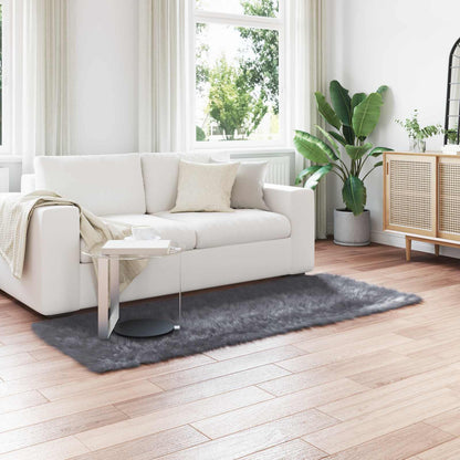 vidaXL Kunstschaffell Teppich Tafalla Anthrazit 100 x 200 cm Polyester