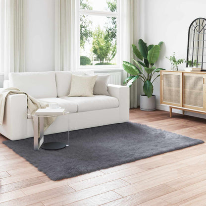 vidaXL Kunstschaffell Teppich Tafalla Anthrazit 120 x 170 cm Polyester