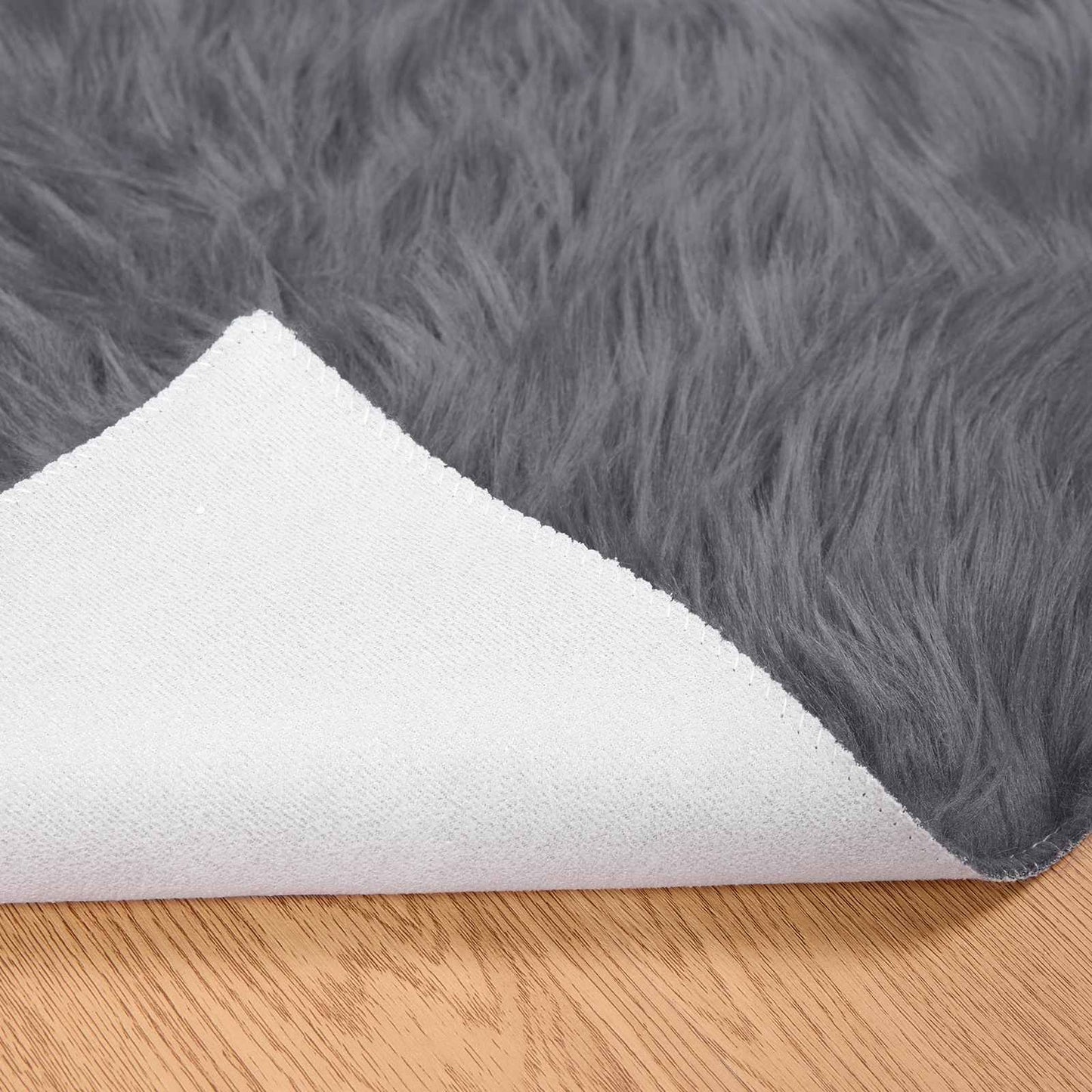 vidaXL Kunstschaffell Teppich Tafalla Anthrazit 200 x 280 cm Polyester
