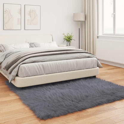 vidaXL Kunstschaffell Teppich Tafalla Anthrazit 120 x 120 cm Polyester