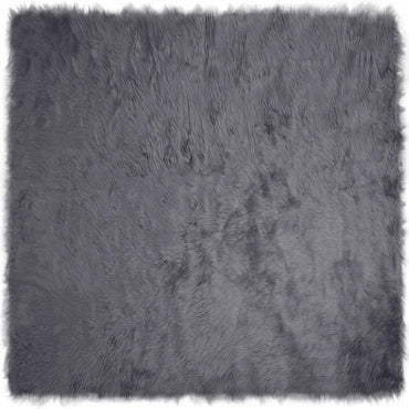 vidaXL Tapis en fausse fourrure Tafalla anthracite 120 x 120 cm polyester