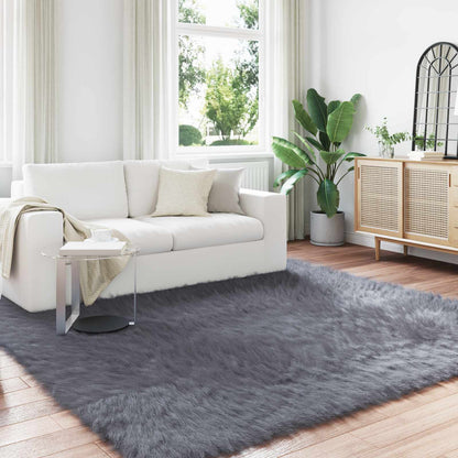 vidaXL Kunstschaffell Teppich Tafalla Anthrazit 240 x 240 cm Polyester