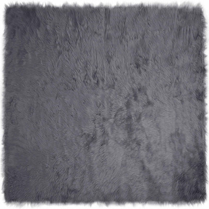 vidaXL Kunstschaffell Teppich Tafalla Anthrazit 240 x 240 cm Polyester