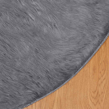 vidaXL Kunstschaffell Teppich Tafalla Anthrazit Ø 80 cm Polyester