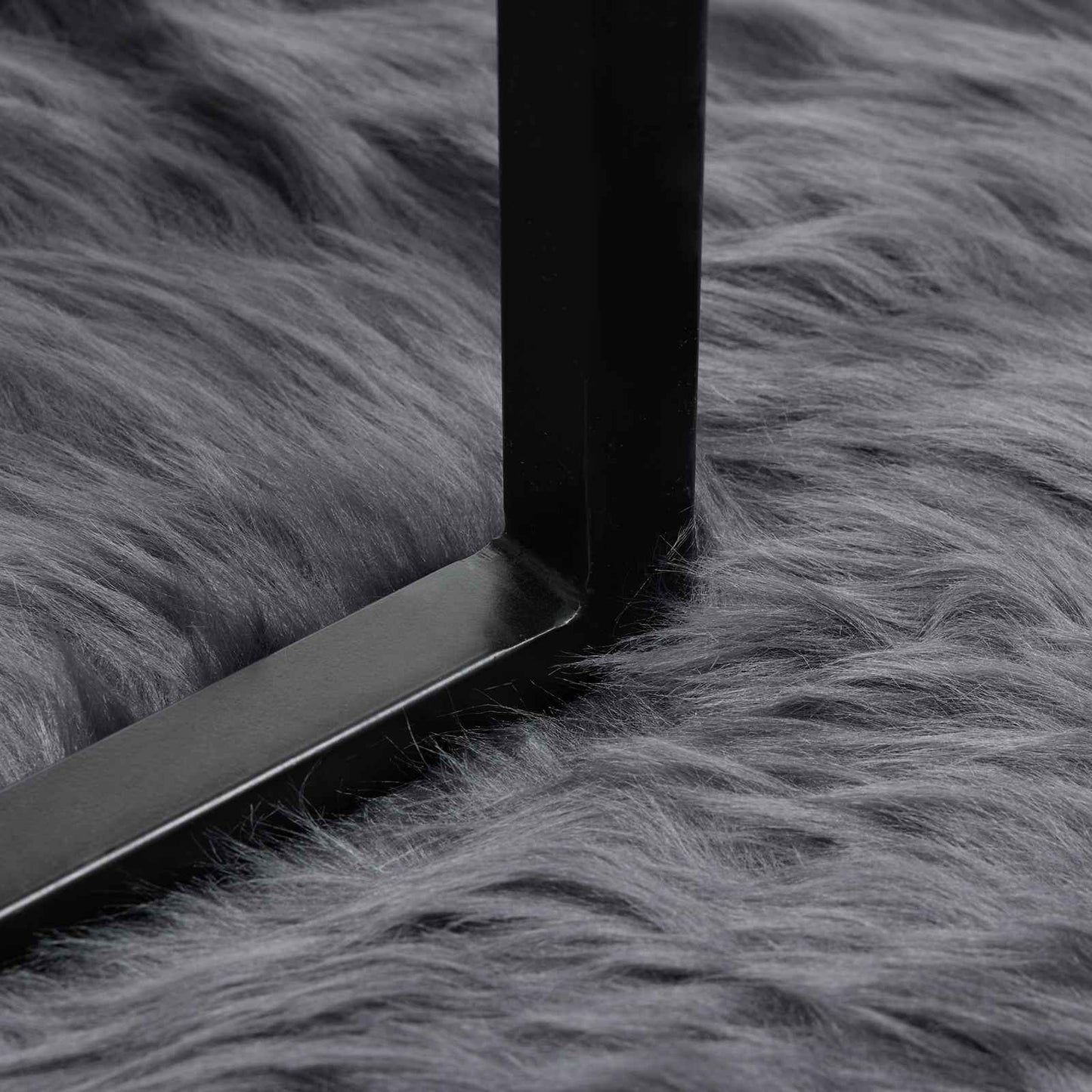 Kunstschaffell Teppich Tafalla Anthrazit Ø 100 cm Polyester