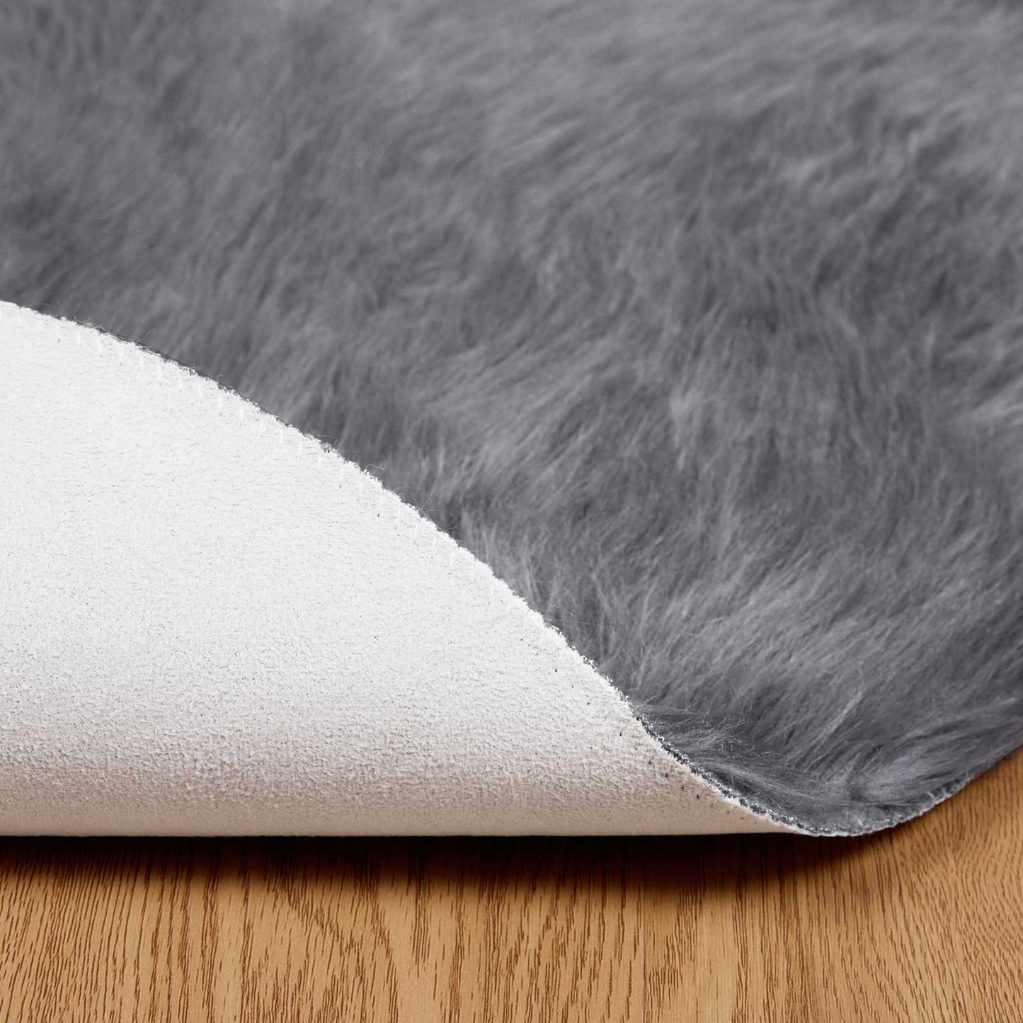 vidaXL Kunstschaffell Teppich Tafalla Anthrazit Ø 160 cm Polyester