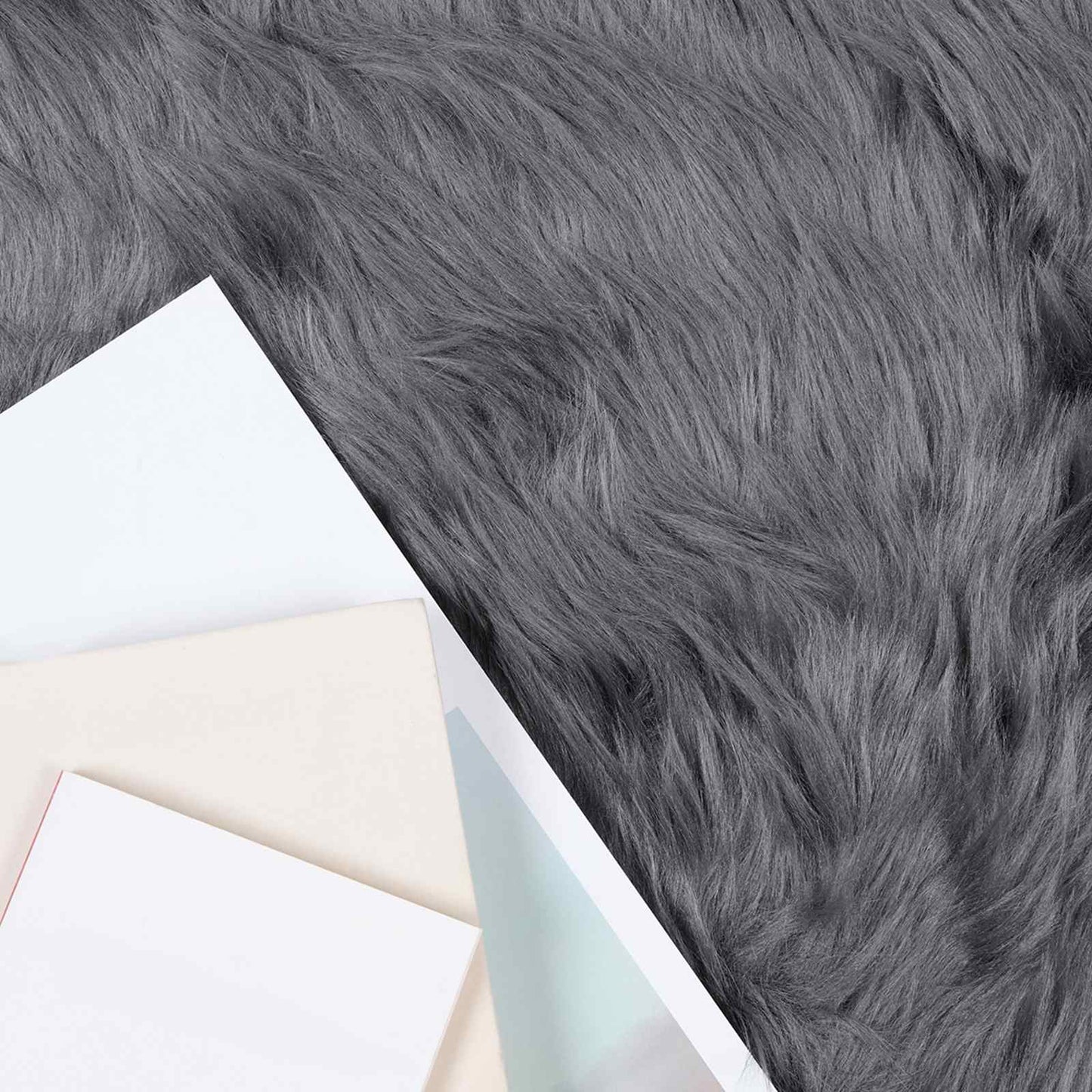 vidaXL Kunstschaffell Teppich Tafalla Anthrazit Ø 160 cm Polyester