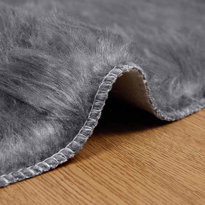 vidaXL Kunstschaffell Teppich Tafalla Anthrazit Ø 200 cm Polyester