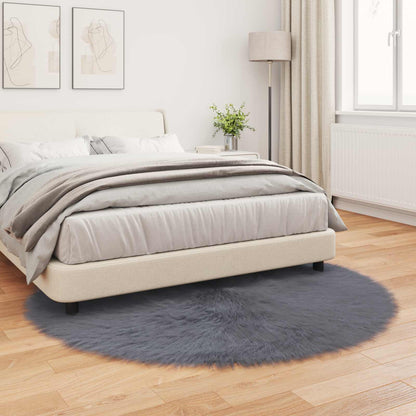 vidaXL Kunstschaffell Teppich Tafalla Anthrazit Ø 200 cm Polyester