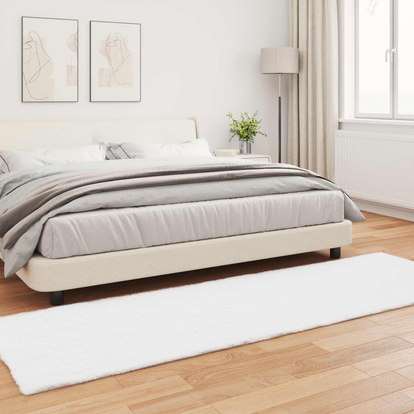 vidaXL Kunstfell Hasen Teppich Olite Weiß 80 x 250 cm Polyester