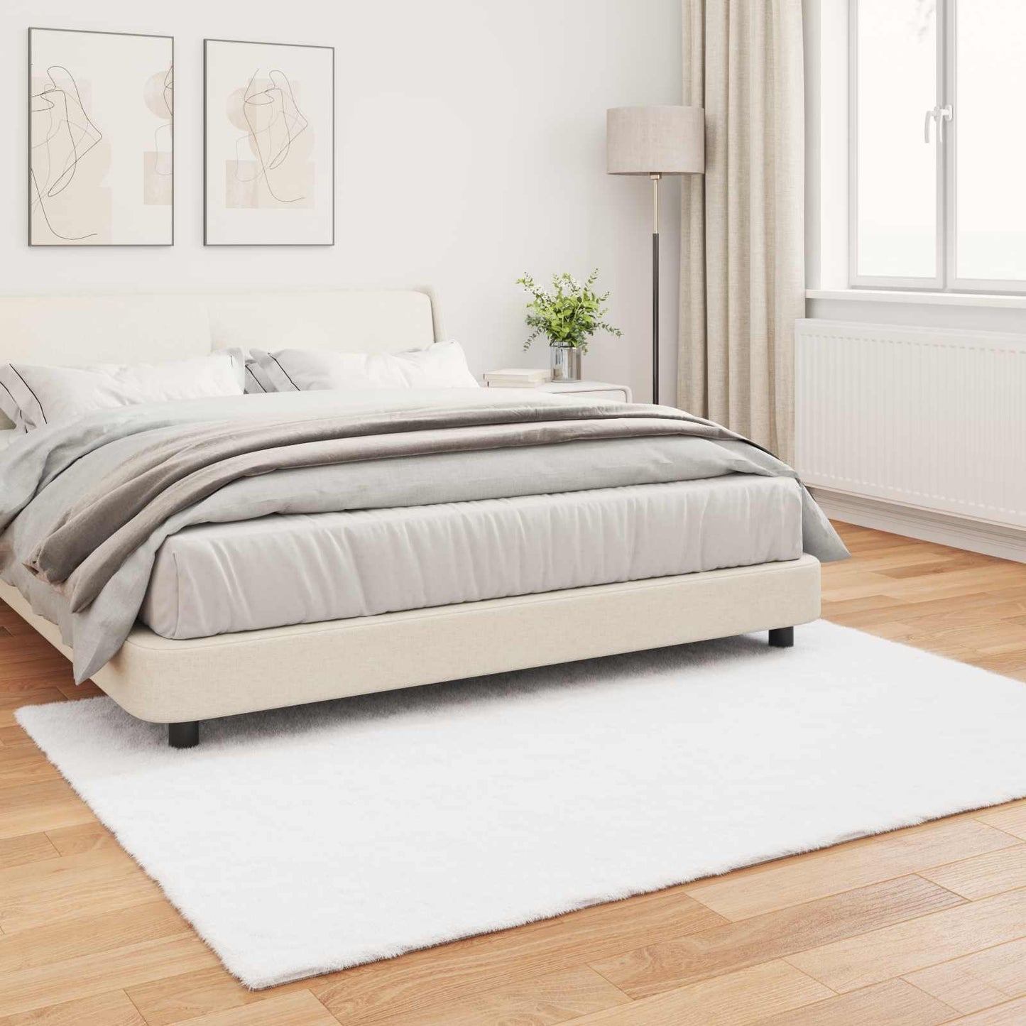 vidaXL Kunstfell Hasen Teppich Olite Weiß 140 x 200 cm Polyester