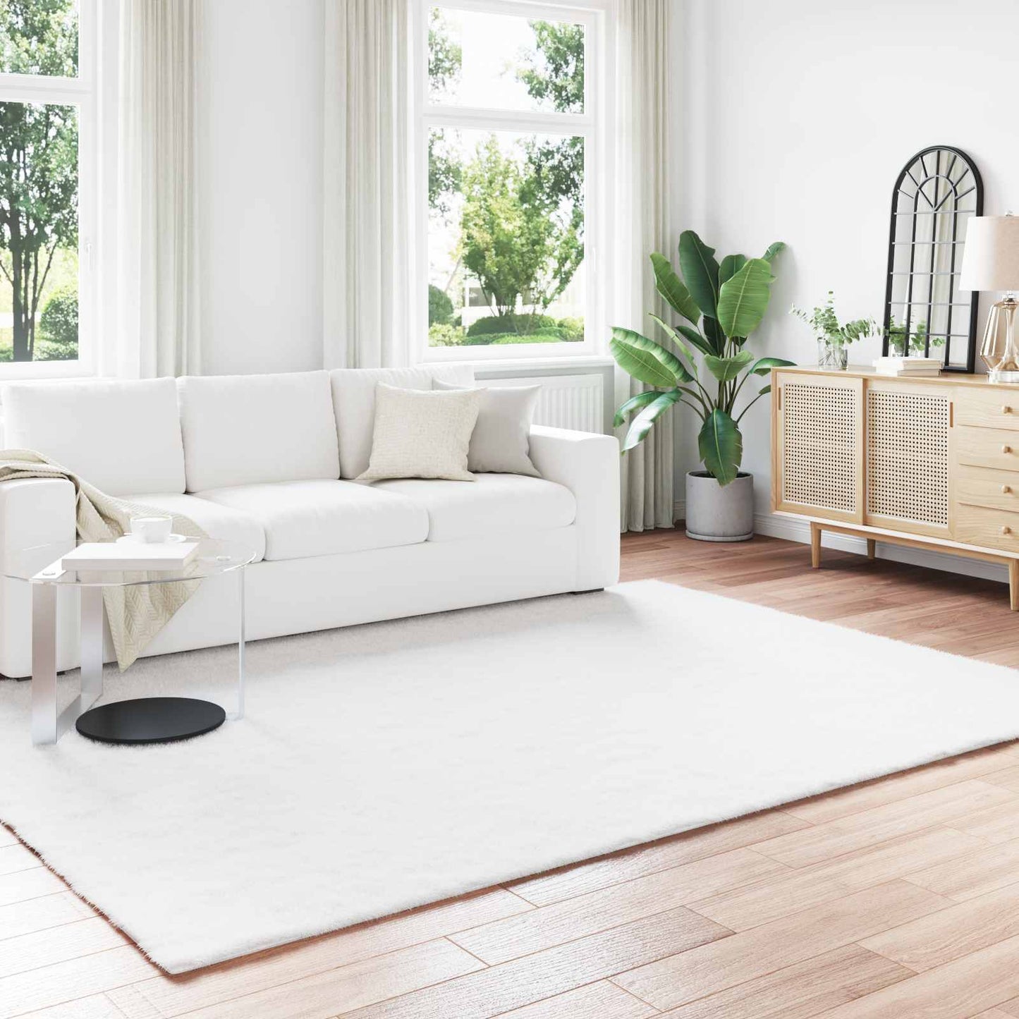 vidaXL Kunstfell Hasen Teppich Olite Weiß 240 x 340 cm Polyester
