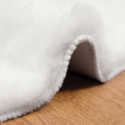 vidaXL Tapis rond Olite en fausse fourrure de lapin blanc Ø 100 cm en polyester