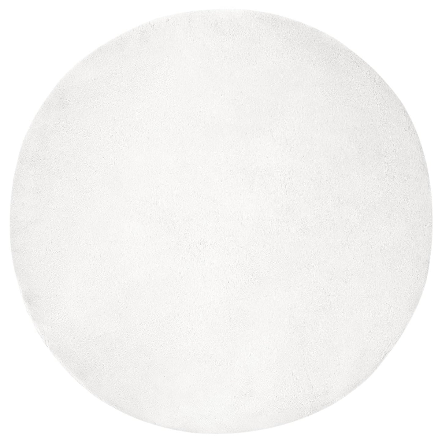 vidaXL Tapis rond Olite en fausse fourrure de lapin blanc Ø 100 cm en polyester