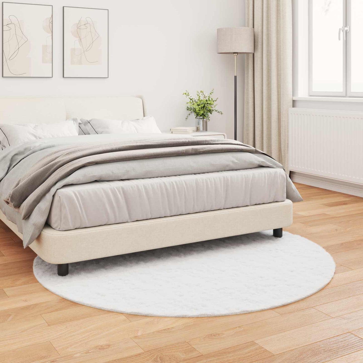 vidaXL Kunstfell Hasen Teppich Olite Weiß Ø 160 cm Polyester