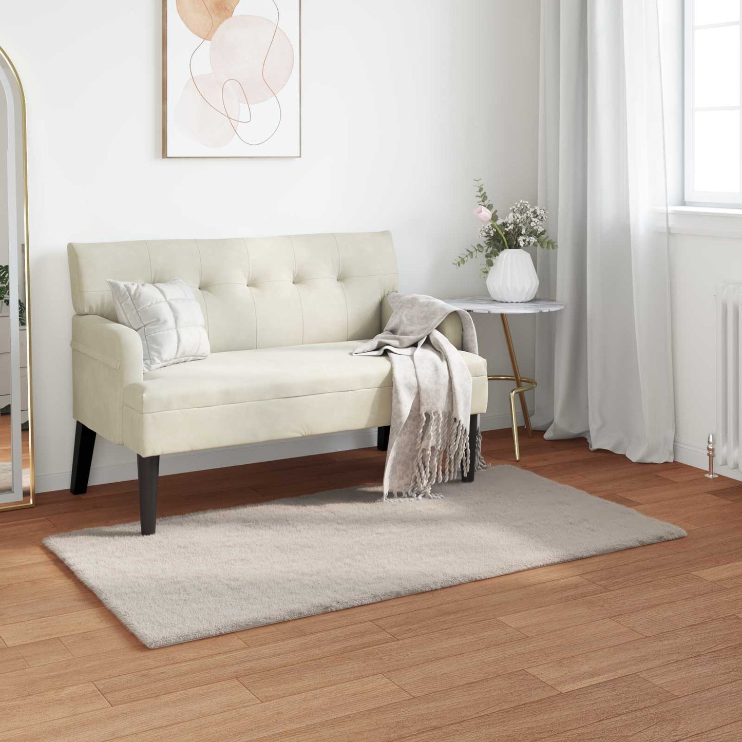 vidaXL Tapis en fausse fourrure de lapin Olite beige 60 x 110 cm en polyester
