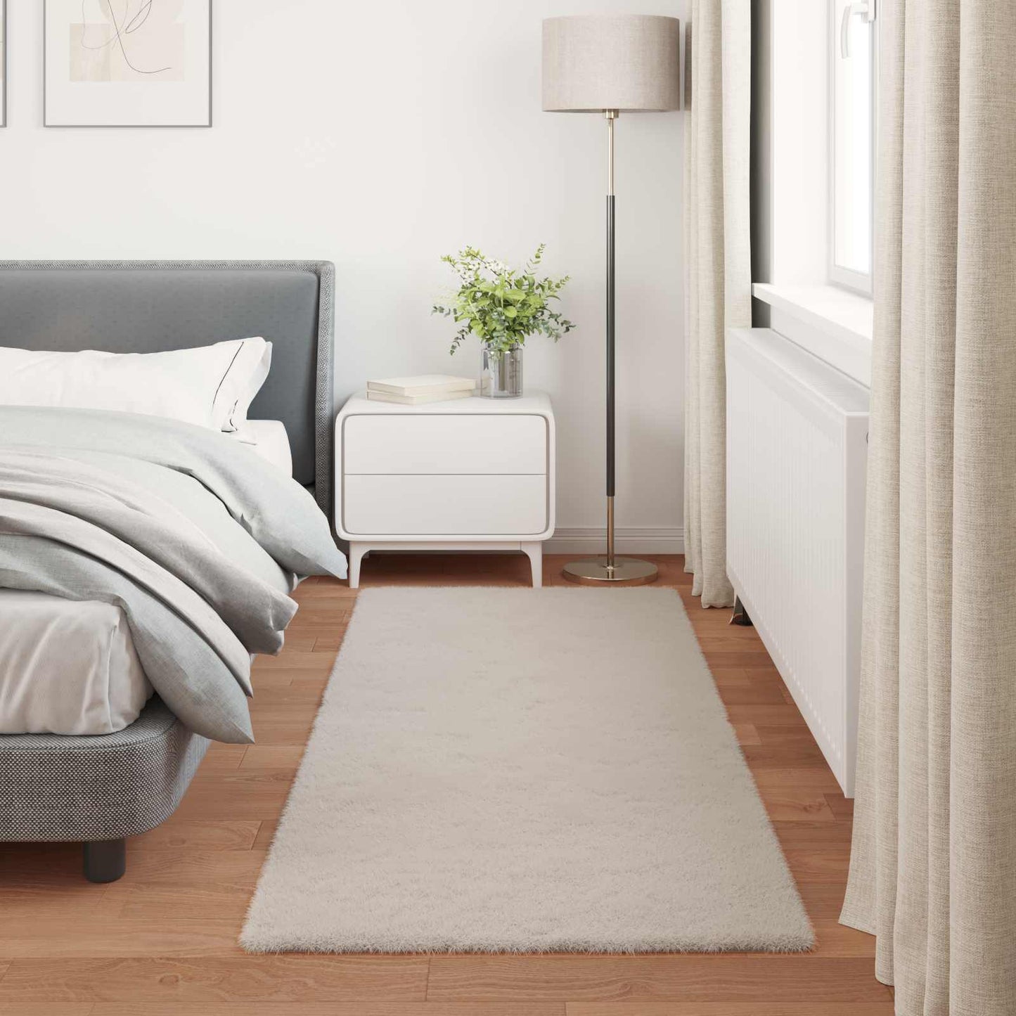 vidaXL Kunstfell Hasen Teppich Olite Beige 100 x 200 cm Polyester