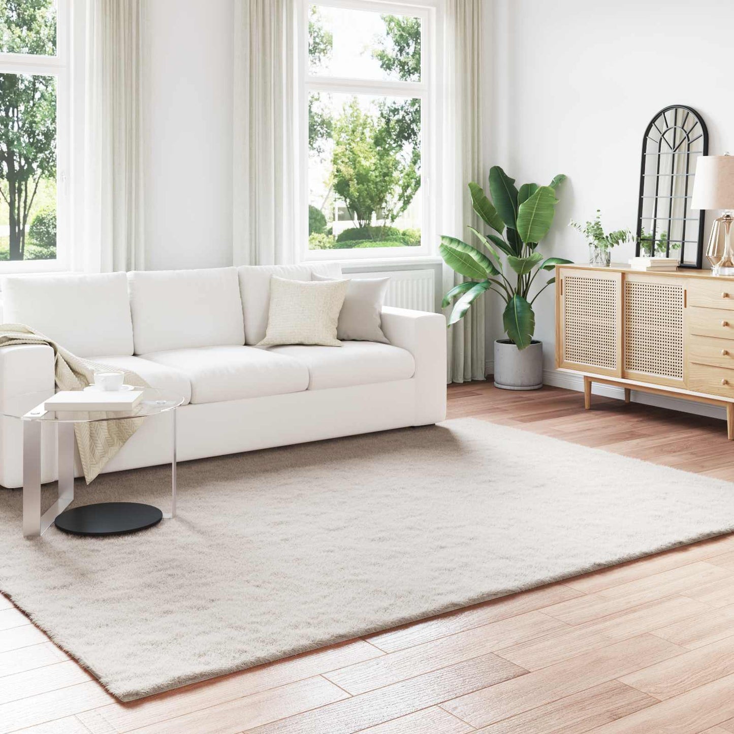 vidaXL Kunstfell Hasen Teppich Olite Beige 200 x 280 cm Polyester